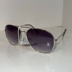 SILVER AVIATOR STYLE METAL FRAME SUNGLASSES SHADES 100% UV PROTECTIVE LENS Ombré